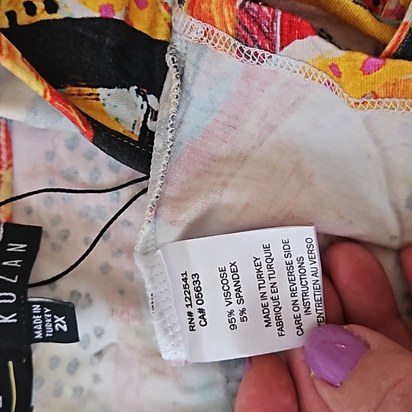 Kozan colorful v-neck long sleeve top, 2x - Picture 8 of 9